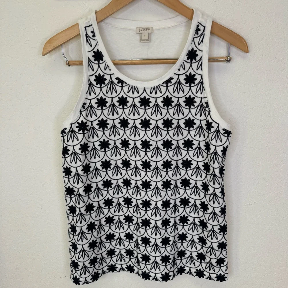 J. Crew Embroidered Tank Top Navy - Picture 2 of 8